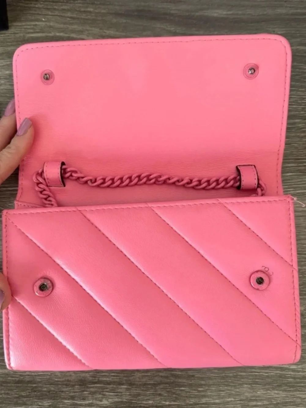 Kurt Geiger Pink SoHo Drench Wallet on a Chain